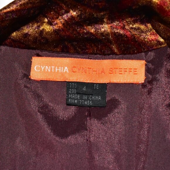 Cynthia Cynthia Steffe Multi Color Paisley Velvet Fall Jacket Blazer Size 4 - Picture 3 of 9